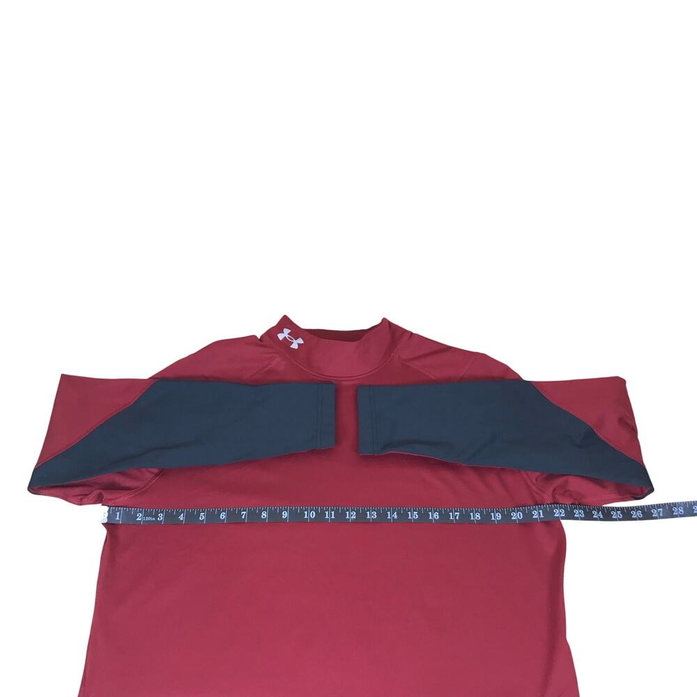 Under Armour ColdGear Fitted Shirt Men’s XL Red Black Long Sleeve Turtleneck - Picture 7 of 9